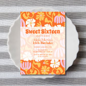  Groovy Flower Sweet Zestien 16e Verjaardag Kaart