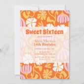  Groovy Flower Sweet Zestien 16e Verjaardag Kaart (Voorkant)