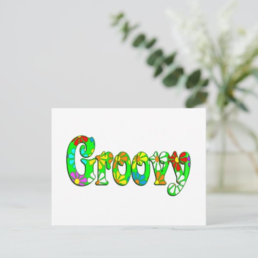 Groovy Flowers Briefkaart (Staand voorkant)