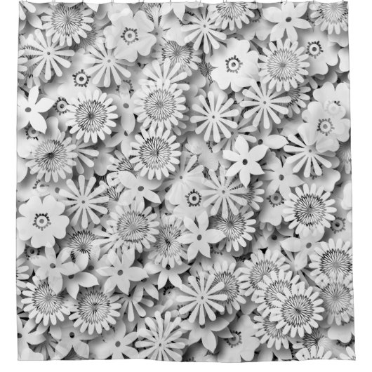 Groovy Flowers Garden Monocrome Douchegordijn (Voorkant)
