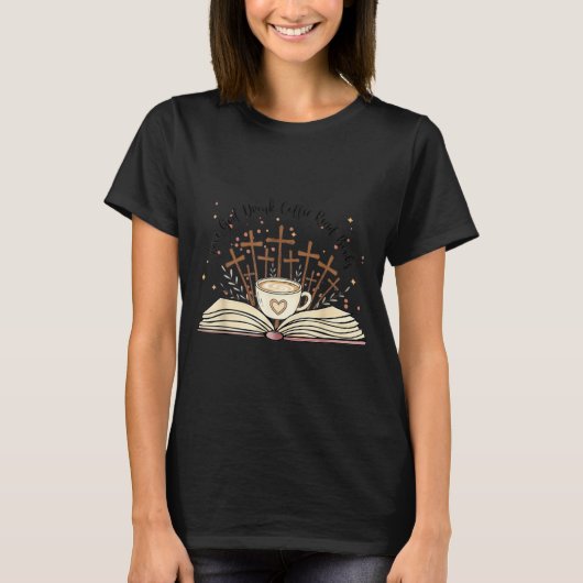 Groovy Flowers Love God Drink Coffee Read Books Ch T-shirt (Voorkant)