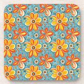 Groovy Flowers met Vibes Bier Onderzetter (Voorkant)