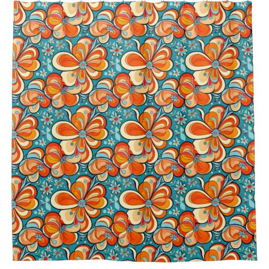 Groovy Flowers met Vibes Douchegordijn (Voorkant)