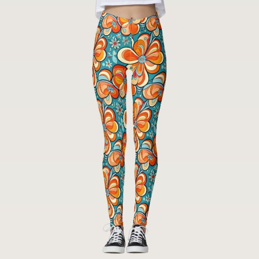 Groovy Flowers met Vibes Leggings (Voorkant)