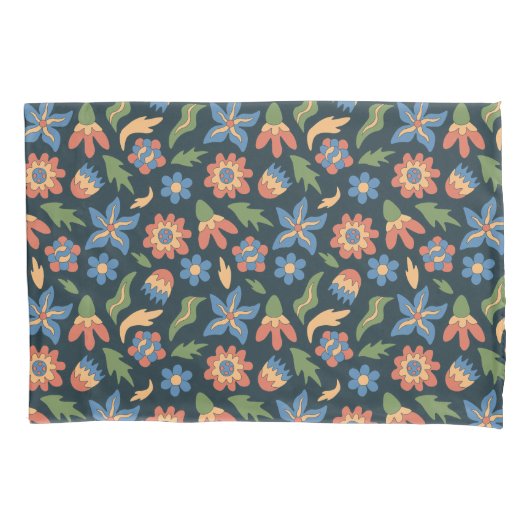 Groovy Flowers Retro Patroon Kussensloop (Voorkant)