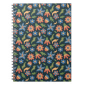 Groovy Flowers Retro Patroon Notitieboek (Voorkant)