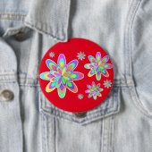 Groovy Flowers Ronde Button 4,0 Cm (In situ)