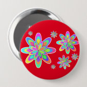 Groovy Flowers Ronde Button 4,0 Cm (Voorkant /achterkant)