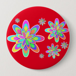 Groovy Flowers Ronde Button 4,0 Cm