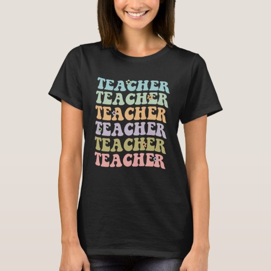 Groovy Flowers Teacher Graphics voor Dames T-shirt (Voorkant)