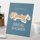 Groovy Font Blauwgroen Geel Vrijgezellenfeest Welk Reclamebord Met Voetstuk (Insitu)