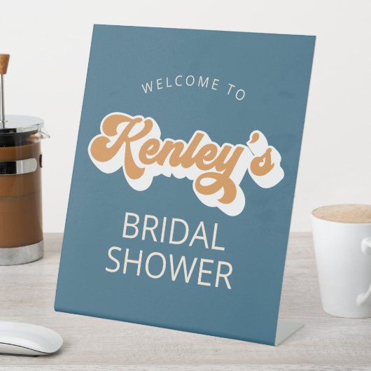 Groovy Font Blauwgroen Geel Vrijgezellenfeest Welk Reclamebord Met Voetstuk (Insitu)