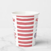 Groovy Font Rood Wit Blauw 1e Verjaardagsfeest Papieren Bekers (Links)