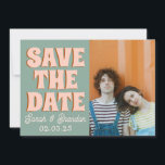 Groovy Foto Blauw Roze Rood Funky Save The Date<br><div class="desc">Groovy Bold Blauw Roze Rood Funky Save the Date</div>