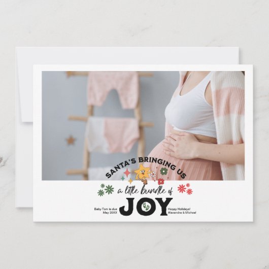 Groovy Foto Kerst Zwangerschap Aankondiging (Voorkant)