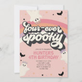Groovy Fourever Spooky Girl 4e verjaardag Hallowee Kaart (Voorkant)