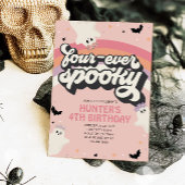 Groovy Fourever Spooky Girl 4e verjaardag Hallowee Kaart