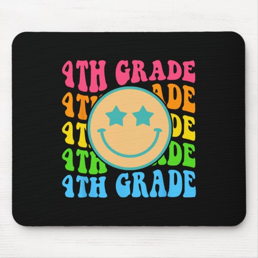 Groovy Fourth Grade Vibes Face Retro Teachers Back Muismat (Voorkant)