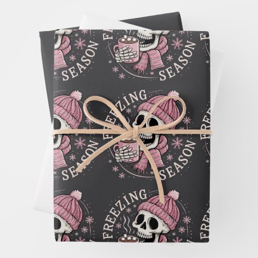 Groovy Freezin' Seizoen Skeleton Winter Seizoen Xm Inpakpapier Vel (In situ)