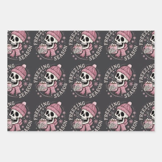 Groovy Freezin' Seizoen Skeleton Winter Seizoen Xm Inpakpapier Vel (Voorkant)