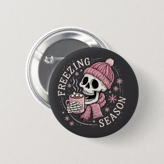 Groovy Freezin' Seizoen Skeleton Winter Seizoen Xm Ronde Button 5,7 Cm (Voorkant /achterkant)