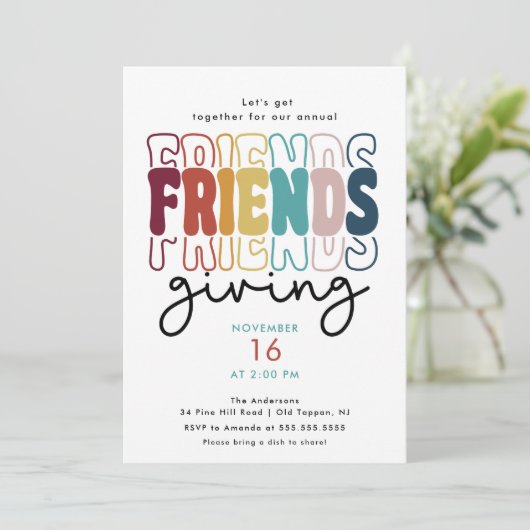 Groovy Friendsgiving Kaart (Staand voorkant)