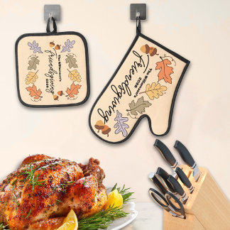 Groovy Friendsgiving Ovenwant en Pothouder Set