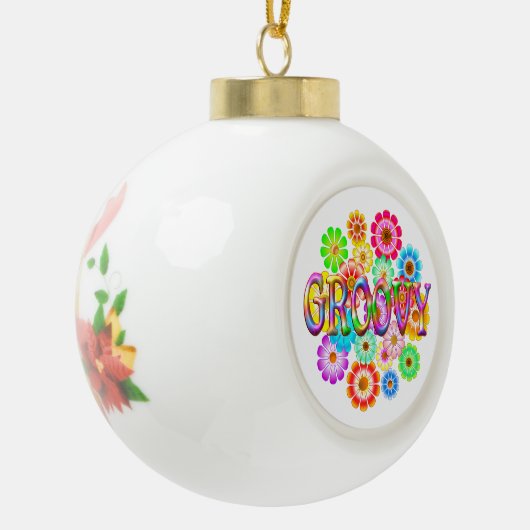 GROOVY Fun Flowers Keramische Bal Ornament (Links)