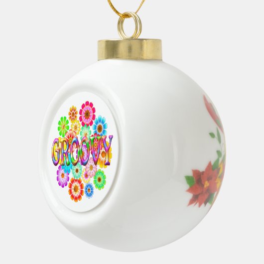 GROOVY Fun Flowers Keramische Bal Ornament (Rechts)