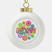 GROOVY Fun Flowers Keramische Bal Ornament (Voorkant)