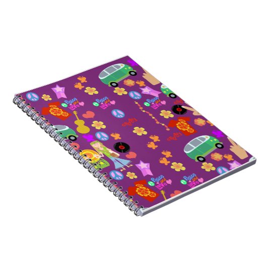Groovy Fun Hippie Paars Pattern Art Notitieboek (Rechterzijde)