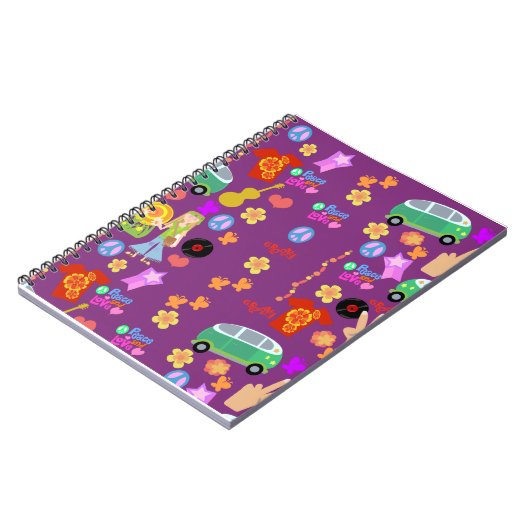 Groovy Fun Hippie Paars Pattern Art Notitieboek (Linkerzijde)