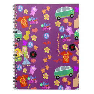 Groovy Fun Hippie Paars Pattern Art Notitieboek