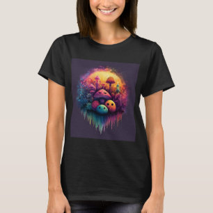 Groovy Fun Paddenstoelen Zwarte T-Shirt voor Vrouw