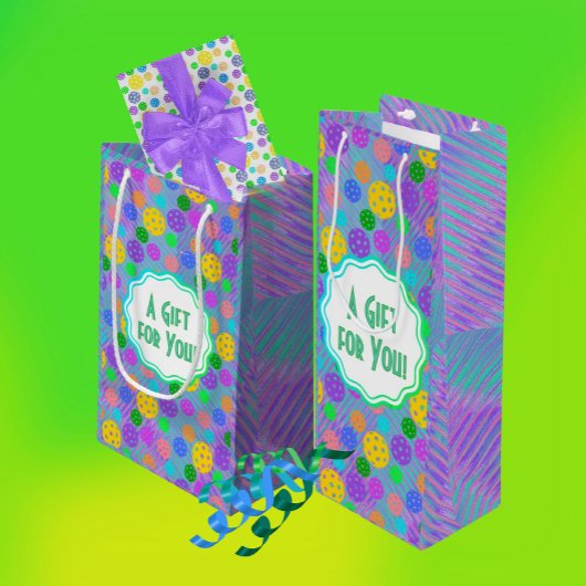 Groovy Fun Pickleball Pop Art Gepersonaliseerd Wijn Cadeautas