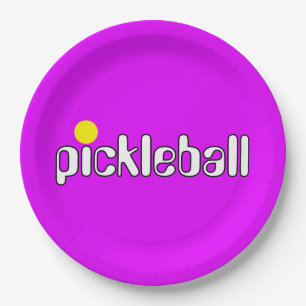 Groovy Fun PICKLEBALL Tekst Helder Roze Achtergron Papieren Bordje