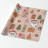 Groovy Funky 70 kerst Cadeaupapier (Uitgerold)