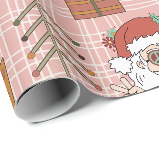 Groovy Funky 70 kerst Cadeaupapier (Rol Hoek)