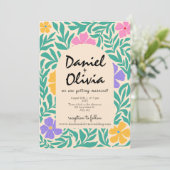 Groovy Funky Bloemen met QR Wedding Kaart (Staand voorkant)