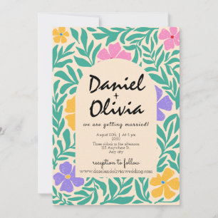 Groovy Funky Bloemen met QR Wedding Kaart