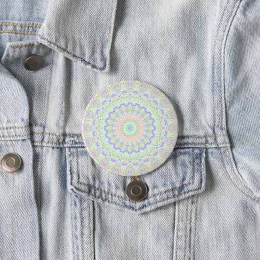 Groovy Funky Boho Hippie Rainbow Abstract Mandala Ronde Button 7,6 Cm (In situ)