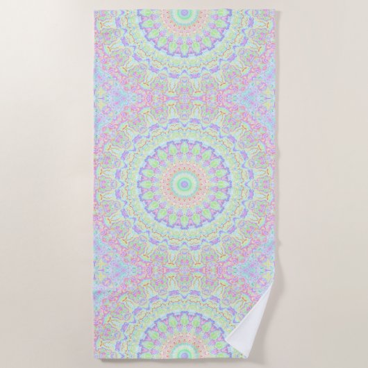 Groovy Funky Boho Hippie Rainbow Abstract Mandala Strandlaken (Voorkant)