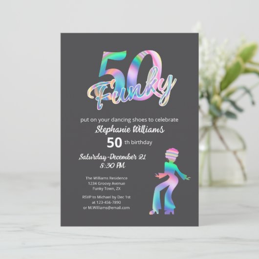 Groovy Funky Disco Ty Dye 50e verjaardag van de vr Kaart (Staand voorkant)