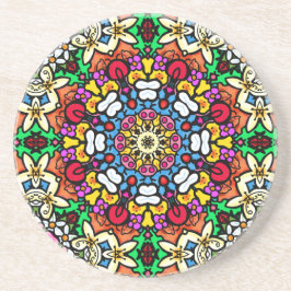 Groovy Funky Flower Power Achtbaan Zandsteen Onderzetter