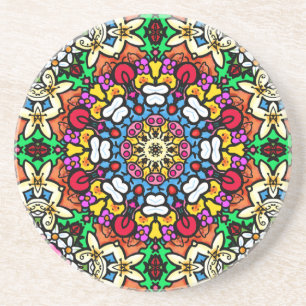 Groovy Funky Flower Power Achtbaan Zandsteen Onderzetter