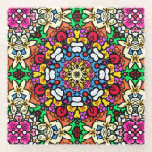 Groovy Funky Flower Power Coaster Glazen Onderzetter (Voorkant)