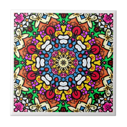 Groovy Funky Flower Power Tegeltje (Voorkant)