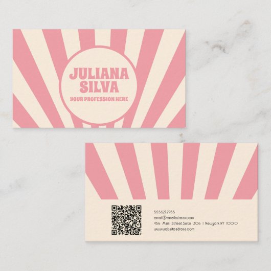 Groovy Funky Hippie 60s met QR-Visitekaartje Visitekaartje (Voorkant / Achterkant)