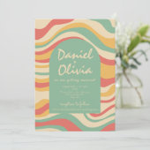 Groovy Funky Hippie met QR Wedding Kaart (Staand voorkant)