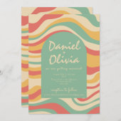 Groovy Funky Hippie met QR Wedding Kaart (Voorkant / Achterkant)